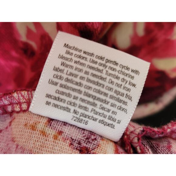 St. John Bay Blouse Women's Size P|L Multicolor Floral Ruffle Scoop Neck Top - Picture 10 of 11